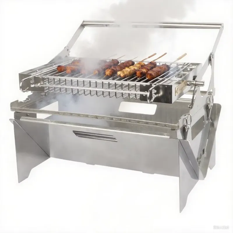 Outdoor Camping Wood Stove - Draagbare opvouwbare kampvuurvuurplaats grill, omkeerbare BBQ