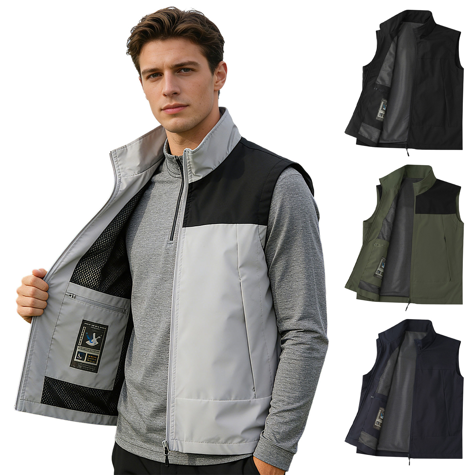 Outdoor Camping Vest - # M-5XL Heren Golfvest met Staande