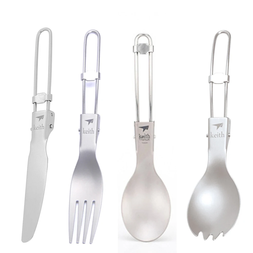 Outdoor Camping Kitchen Set - Keith Outdoor Titanium Opvouwbare Lepel Spork