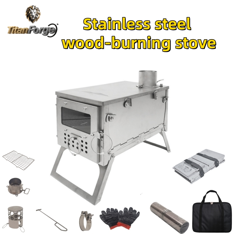 Outdoor Camping Wood Stove - Vouwbare houtkachel, roestvrij staal, draagbaar en