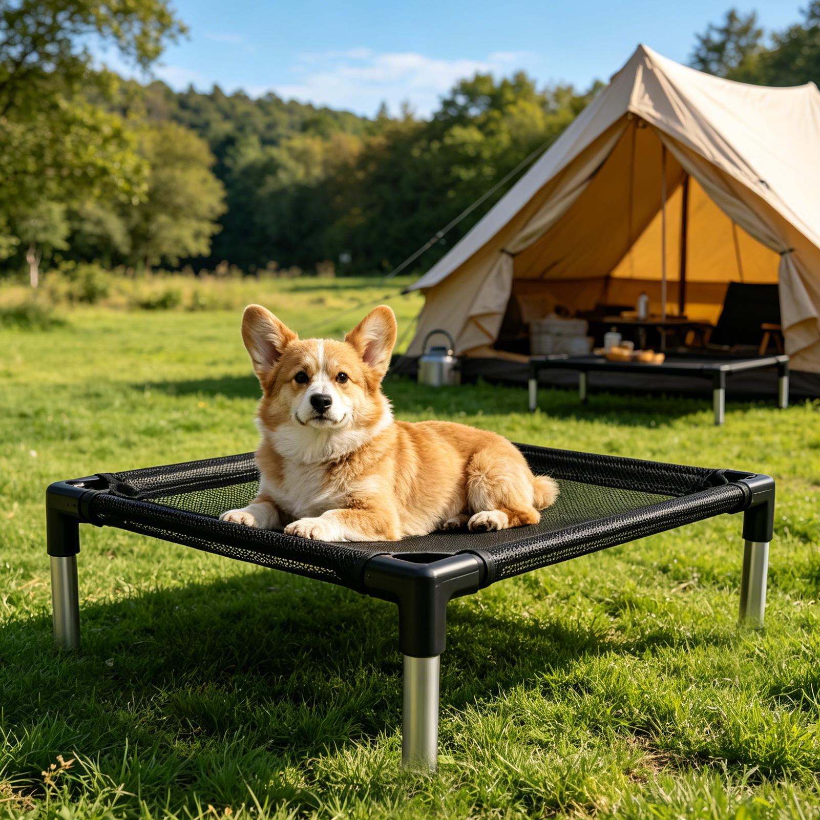 Outdoor Camping Dog Bed - Verhoogd hondenbed met ademend gaas, wasbaar,