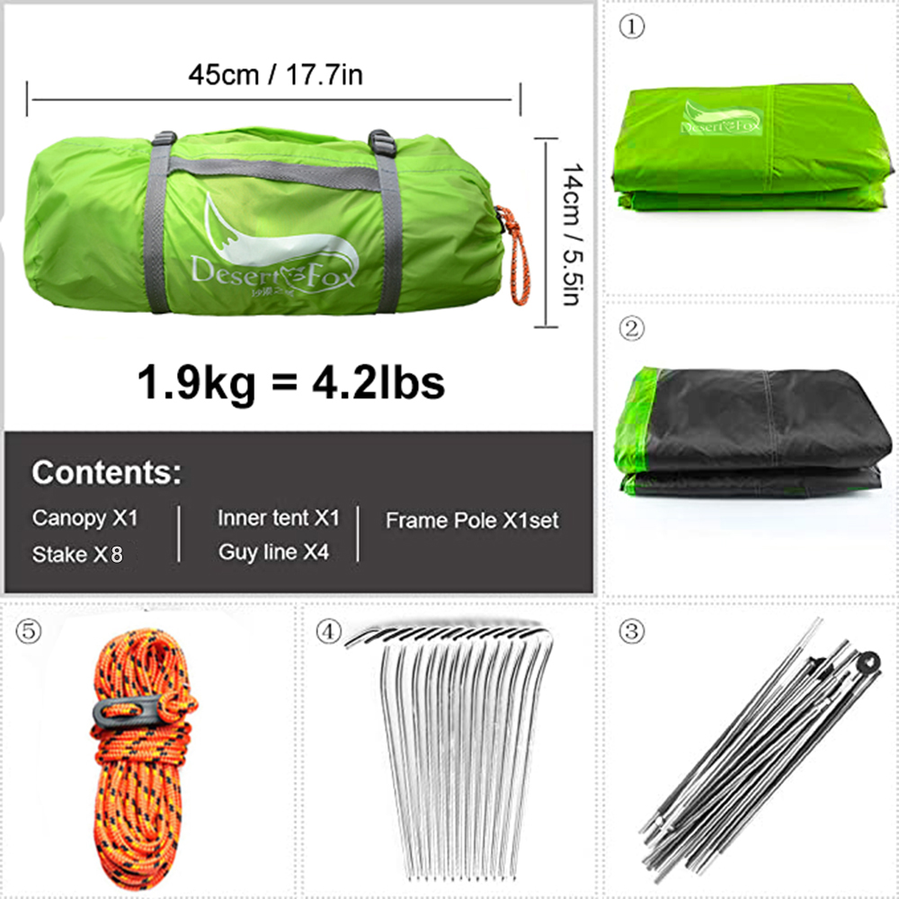Desert & Fox 2 Persoons Tent L - Outdoor Camping Dome recensie en prijs