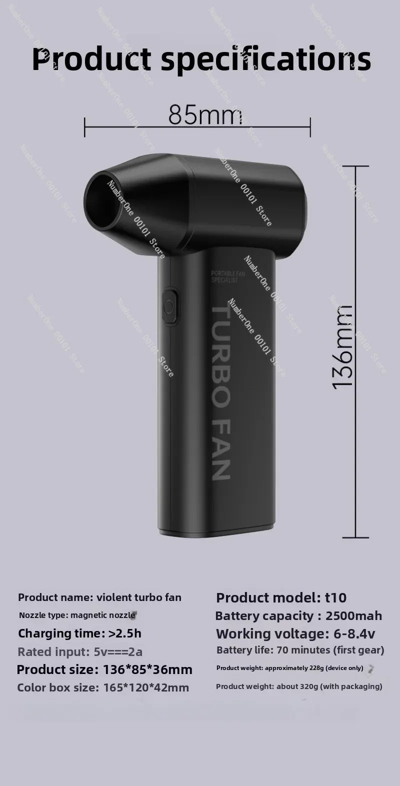 T10 Mini Handheld High-Speed F - Outdoor Camping Fan recensie en prijs