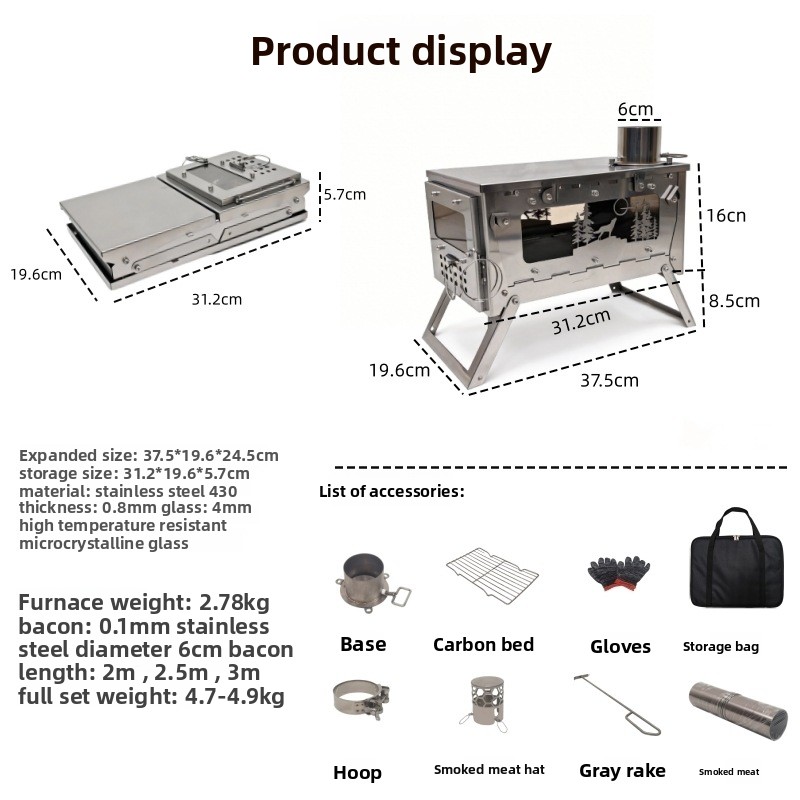 Roestvrijstalen opvouwbare dra - Outdoor Camping Wood Stove recensie en prijs